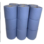 18 rolls of blue, center-pull, double-layered embossed paper towels, kitchen paper towels